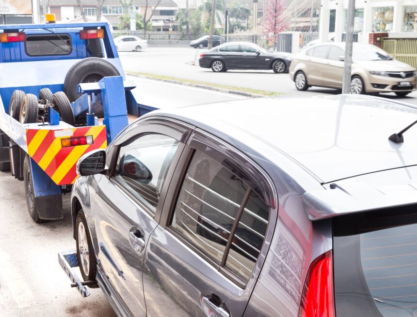 A car being towed